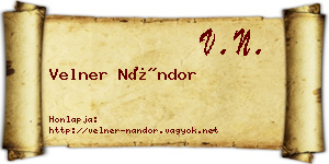 Velner Nándor névjegykártya