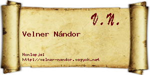 Velner Nándor névjegykártya